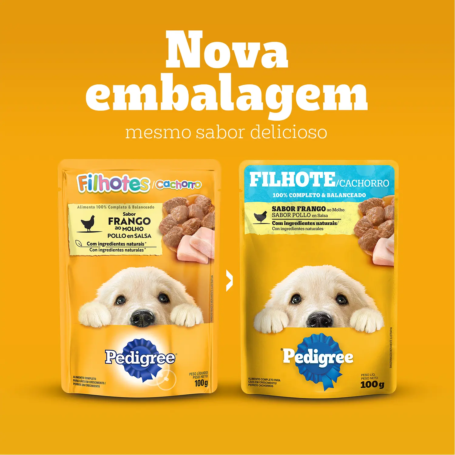 Ração Úmida Pedigree Sachê Cães Filhotes Frango ao Molho